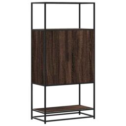 Berkfield Home Highboard Brown Oak 68x35x139 cm Engineered Wood & Metal - Size: 68 x 35 x 139 cm - thumbnail 2