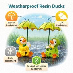 Havendro 2pc Large Duck Garden Ornaments with Umbrella, Green - Size: 100g - thumbnail 2