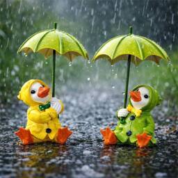 Havendro 2pc Large Duck Garden Ornaments with Umbrella, Green - Size: 100g - thumbnail 5