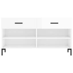 Berkfield Home Shoe Bench High Gloss White 102x35x55 cm Engineered Wood - Size: 102 x 35 x 55 cm - thumbnail 6