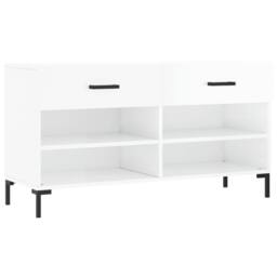 Berkfield Home Shoe Bench High Gloss White 102x35x55 cm Engineered Wood - Size: 102 x 35 x 55 cm