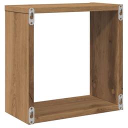 Berkfield Home Wall Cube Shelves 4 pcs Artisan Oak 30x15x30 cm Engineered Wood in Brown - Size: 30 x 15 x 30 cm - thumbnail 7