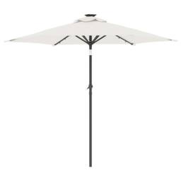 Berkfield Home Garden Parasol with LEDs & Steel Pole White 225x225x212cm - Size: 225 x 225 x 212 cm - thumbnail 6