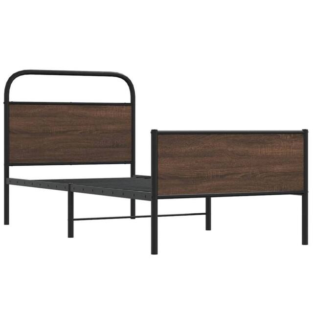 Berkfield Home Elegant Bed Frame without Mattress 90x190 cm Brown Oak Engineered Wood - image 1