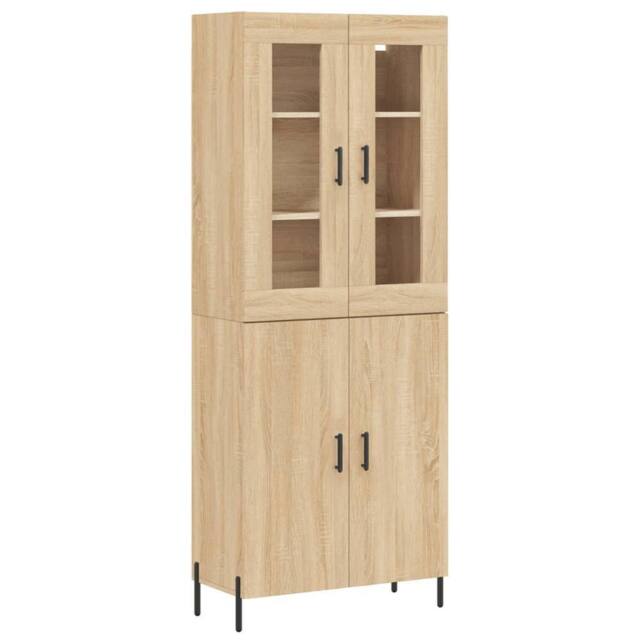 Berkfield Home Highboard Sonoma Oak 69.5x34x180 cm Engineered Wood in Light Tan - image 1