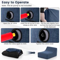 Costway Inflatable Lounge Chair Ergonomic Blow Up Lazy Sofa w/Detachable Cover in Blue - thumbnail 4