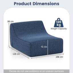 Costway Inflatable Lounge Chair Ergonomic Blow Up Lazy Sofa w/Detachable Cover in Blue - thumbnail 2