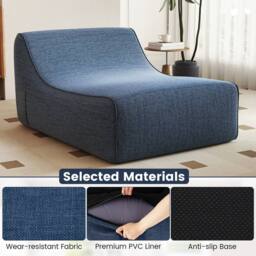 Costway Inflatable Lounge Chair Ergonomic Blow Up Lazy Sofa w/Detachable Cover in Blue - thumbnail 3