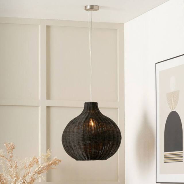 Ruma Rattan Dome Pendant Ceiling Light in Black - image 1