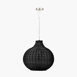 Ruma Rattan Dome Pendant Ceiling Light in Black - thumbnail 2