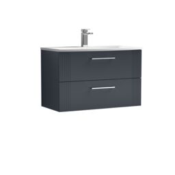 Balterley Wall Hung 2 Drawers Vanity Unit - Curved Basin 800mm, Dark Grey - thumbnail 1