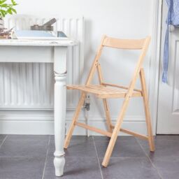 Harbour Housewares Beech Wood Folding Chairs Pack of 6 in Natural - thumbnail 4
