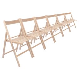 Harbour Housewares Beech Wood Folding Chairs Pack of 6 in Natural - thumbnail 1
