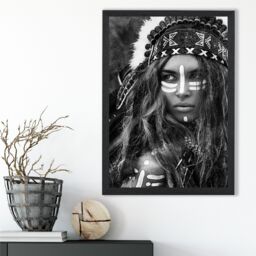 ARTZE Strong Woman Fashion Black & White Photo Framed Print SIZE: A2 with Black Frame - Size: A4 - thumbnail 2