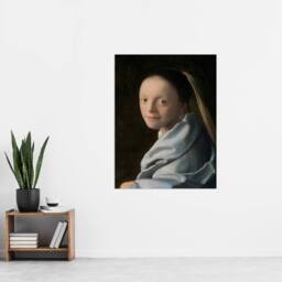 "Artery8 Study of a Young Woman Vermeer Vintage Wall Art Print Poster in Black - Size: W24"" x H32""" - thumbnail 4