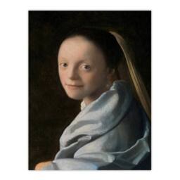 "Artery8 Study of a Young Woman Vermeer Vintage Wall Art Print Poster in Black - Size: W24"" x H32""" - thumbnail 1