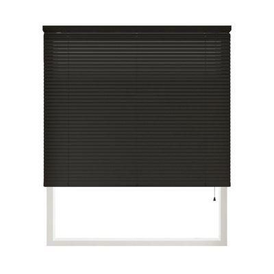 New Edge Blinds 152cm Drop, 25mm Slat PVC Venetian Blind in Black - Size: 70 cm - image 1