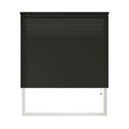 New Edge Blinds 152cm Drop, 25mm Slat PVC Venetian Blind in Black - Size: 70 cm - thumbnail 1