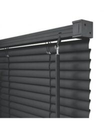 New Edge Blinds 152cm Drop, 25mm Slat PVC Venetian Blind in Black - Size: 70 cm - thumbnail 3