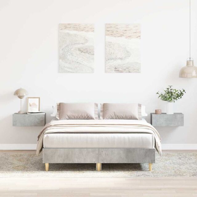 Berkfield Home Bed Frame No Mattress Concrete Grey 135x190 cm Double Engineered Wood - image 1