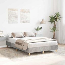 Berkfield Home Bed Frame No Mattress Concrete Grey 135x190 cm Double Engineered Wood - thumbnail 3