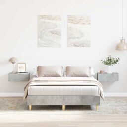 Berkfield Home Bed Frame No Mattress Concrete Grey 135x190 cm Double Engineered Wood - thumbnail 1