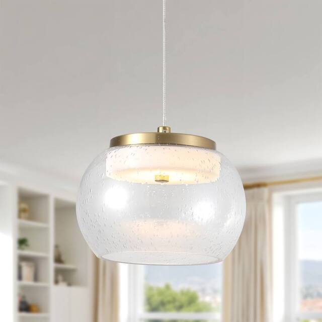 NIVOR 1 Light LED Glass Pendant Light Warm Light Adjustable For Indoor in Metallic Gold - image 1