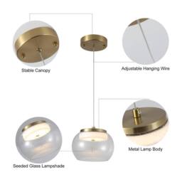 NIVOR 1 Light LED Glass Pendant Light Warm Light Adjustable For Indoor in Metallic Gold - thumbnail 9