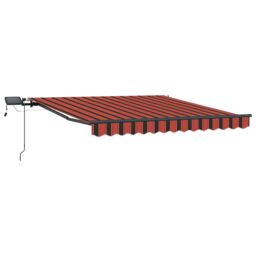 Berkfield Home Manual Retractable Awning with LED Orange & Brown 300x250 cm - thumbnail 4