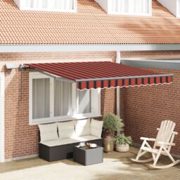 Berkfield Home Manual Retractable Awning with LED Orange & Brown 300x250 cm - thumbnail 1
