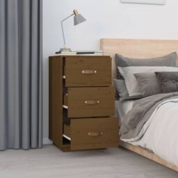 Berkfield Home Bedside Cabinet Honey Brown 40x40x75 cm Solid Wood Pine - Size: 40 x 40 x 75 cm - thumbnail 3