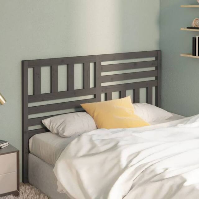 Berkfield Home Beautiful Bed Headboard Grey 126x4x100 cm Solid Wood Pine - Size: 126 x 4 x 100 cm - image 1