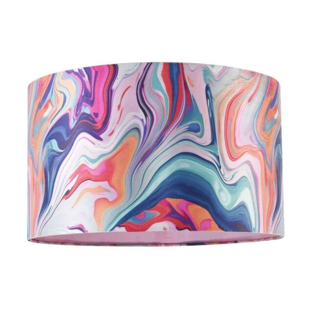Happy Homewares Modern Chic Satin Fabric Lamp Shade with Colour Mix Marble Design - Size: 12 inches - image 1