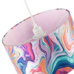 Happy Homewares Modern Chic Satin Fabric Lamp Shade with Colour Mix Marble Design - Size: 12 inches - thumbnail 3