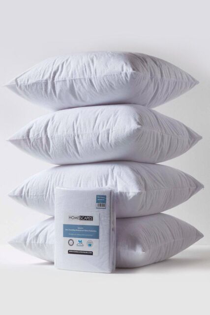 Homescapes Terry Towelling Waterproof Pillow Protectors 65 x 65 cm, Pack of 4 in White - Size: 65 x 65 cm - image 1