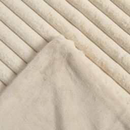 OHS Faux Fur Ribbed Fleece Throw Blanket Winter Warm Supersoft in Natural - thumbnail 5