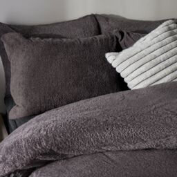 OHS Thermal Soft Teddy Fleece Duvet Cover Bedding Set in Charcoal - Size: King - thumbnail 3