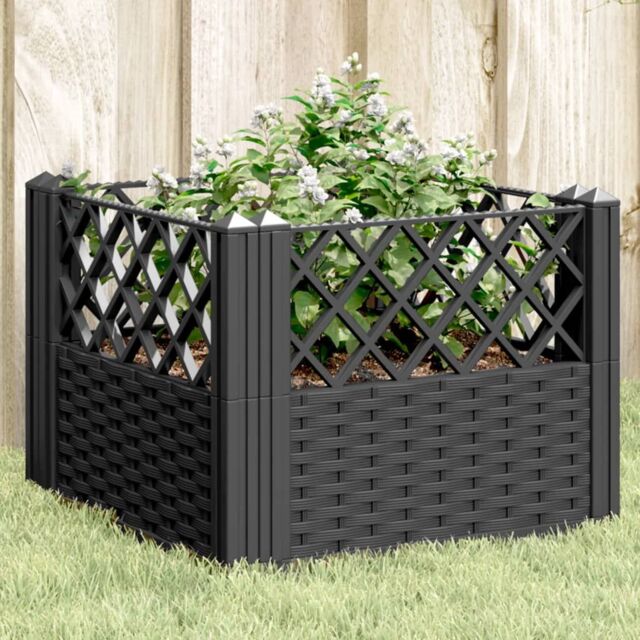 Berkfield Home Garden Planter with Pegs Black 43.5x43.5x43.5 cm PP - image 1