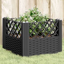 Berkfield Home Garden Planter with Pegs Black 43.5x43.5x43.5 cm PP