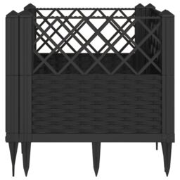 Berkfield Home Garden Planter with Pegs Black 43.5x43.5x43.5 cm PP - thumbnail 4