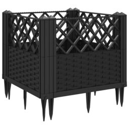 Berkfield Home Garden Planter with Pegs Black 43.5x43.5x43.5 cm PP - thumbnail 6