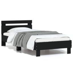 Berkfield Home Bed Frame without Mattress with Headboard Black 90x200 cm - thumbnail 1