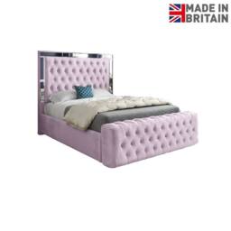 KDMD Wimborne Mirror Upholstered Pink Soft Velvet Designer Bed Frame - Size: Single - thumbnail 3