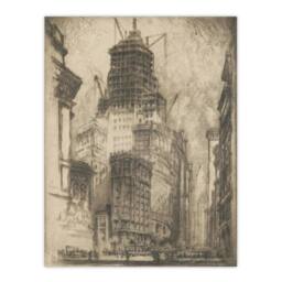 "Artery8 Joseph Pennell Standard Oil Building With Scaffolding Wall Art Print in Grey - Size: W12"" x H16""" - thumbnail 1