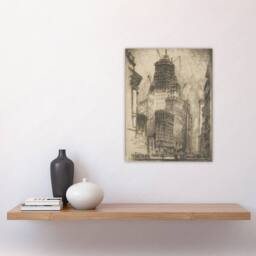 "Artery8 Joseph Pennell Standard Oil Building With Scaffolding Wall Art Print in Grey - Size: W12"" x H16""" - thumbnail 4