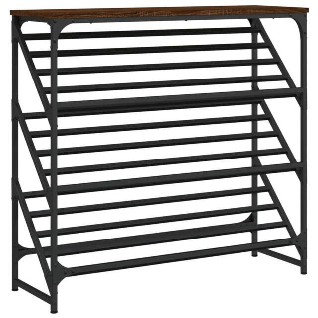Berkfield Home Shoe Rack Brown Oak 90x30x85 cm Engineered Wood - Size: 90 x 30 x 85 cm - image 1