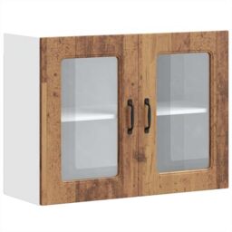 Berkfield Home Kitchen Wall Cabinet with Glass Door Kalmar Old Wood Engineered Wood in Brown - thumbnail 2
