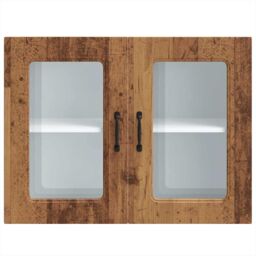 Berkfield Home Kitchen Wall Cabinet with Glass Door Kalmar Old Wood Engineered Wood in Brown - thumbnail 6