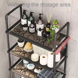 SPETLEK Toilet Storage Rack Bathroom Shampoo Towel Tissue Shelf in Black - thumbnail 3