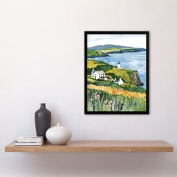 Artery8 Mull of Kintyre Lighthouse Coastal Scotland Framed Wall Art in Green - Size: A4 - thumbnail 4